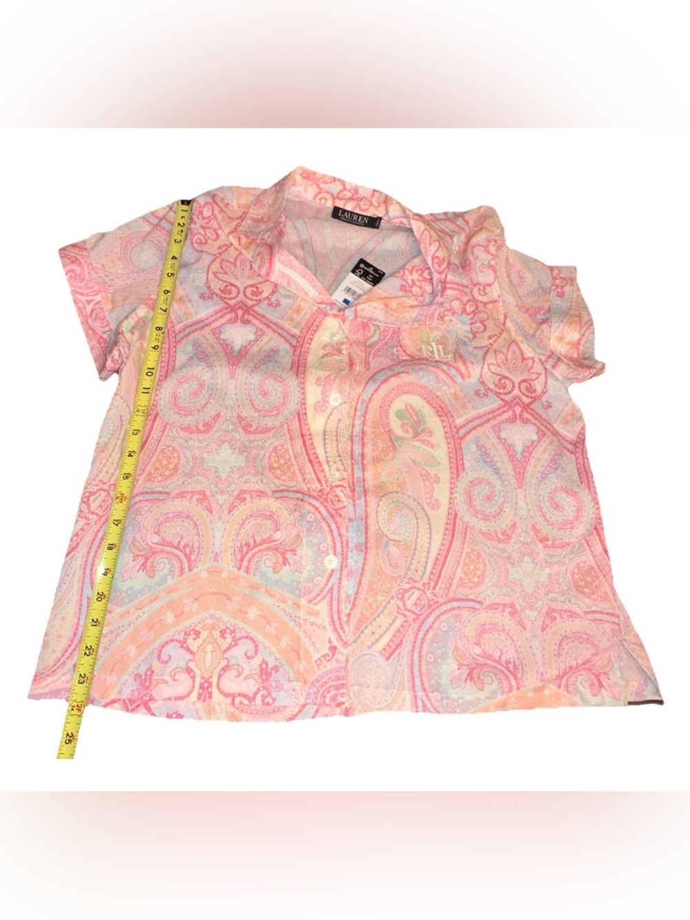 RALPH LAUREN 2 PC notched Collar Shorts Pajamas Set Size XL Pink Paisley New NWT - Picture 12 of 12